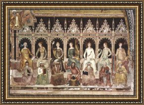 Allegory of May Triumph of Apollo Framed Paintings - Triumph of St. Thomas and Allegory of the Sciences [detail] by Andrea Bonaiuti da Firenze